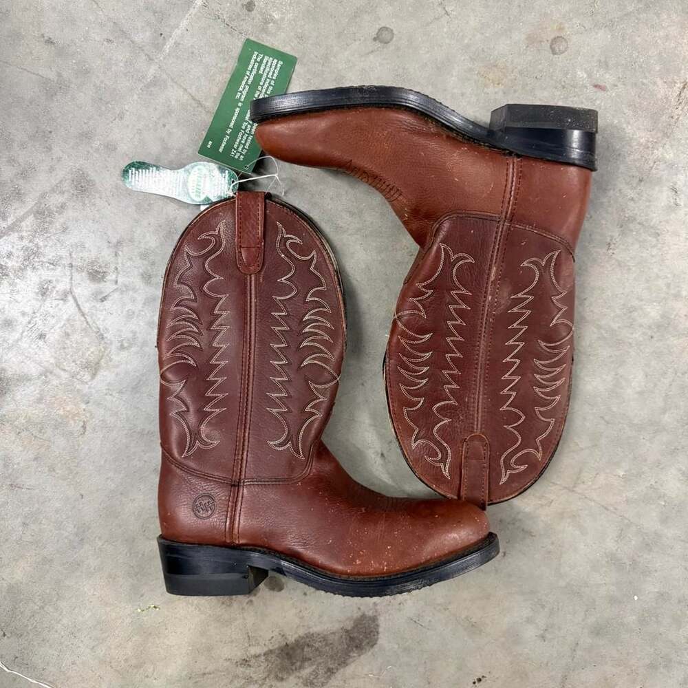 Double-H DH2251 Steel Toe Western Cowboy Boots Brown Leather